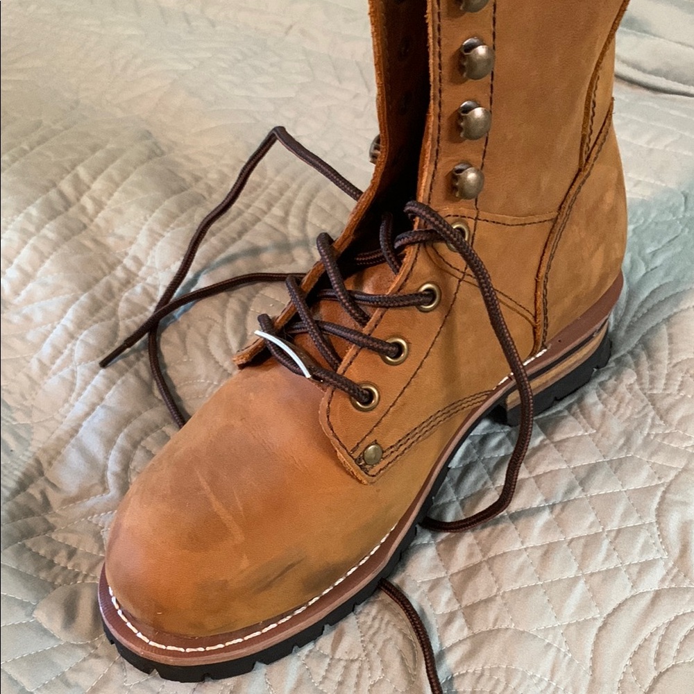 Leather Lace-Up Boots